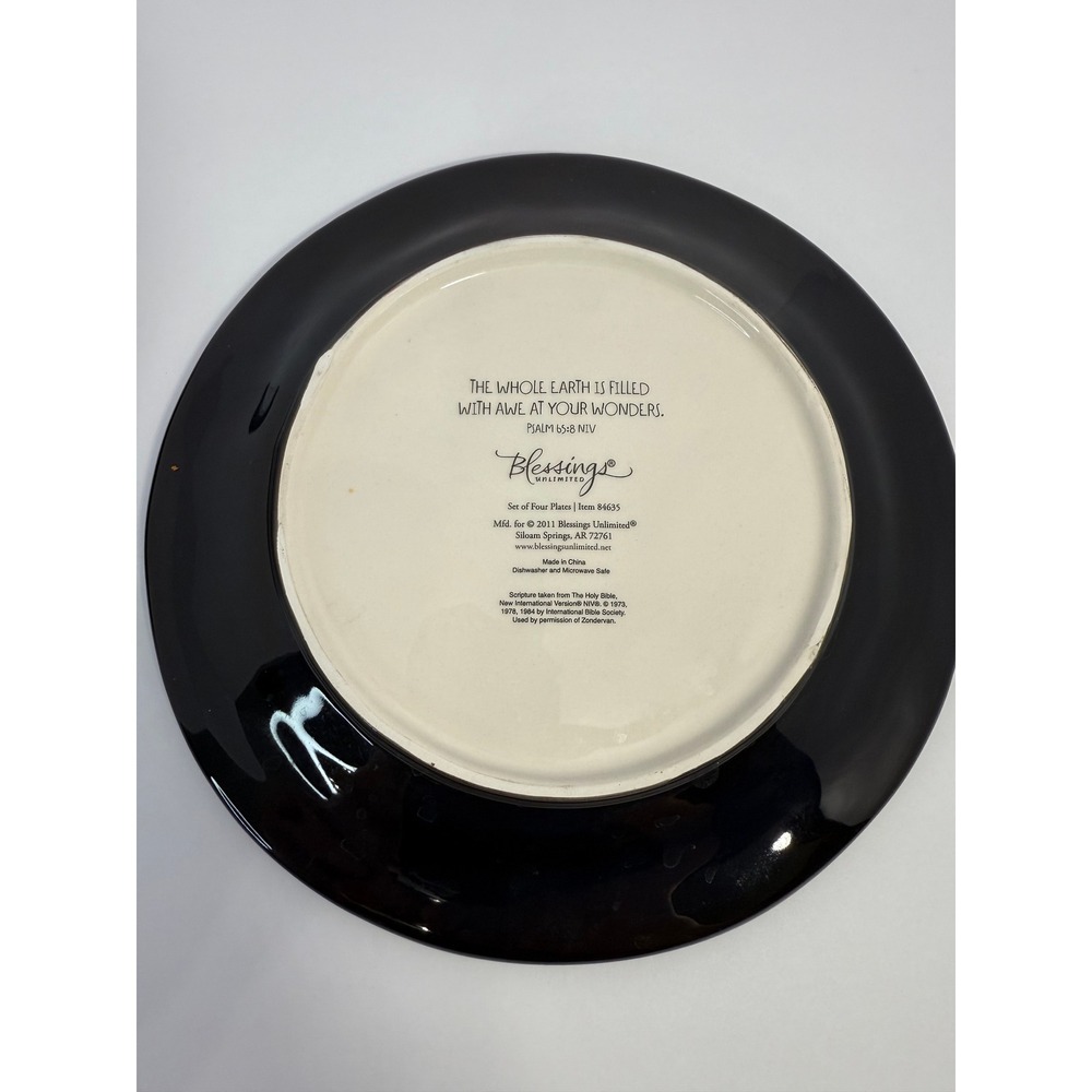 Blessings Unlimited Beauty Wonder Scripture Ceramic Plates Set of 2 Teal Orange - Picture 7 of 8
